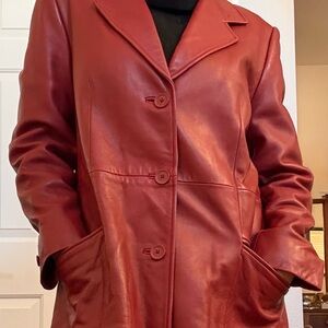 Nordstrom Deep Red Leather Jacket